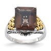 Sterling Silver w/14k Accent Antiqued Smoky Quartz Ring
