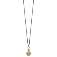 Load image into Gallery viewer, Shey Couture Sterling Silver Gold-tone Flash Gold-plated 18 Inch Antiqued Round Bezel Citrine Necklace
