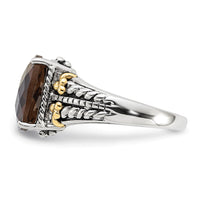 Load image into Gallery viewer, Sterling Silver w/14k Accent Polished &amp; Antiqued Smoky Quartz Ring
