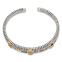 Load image into Gallery viewer, Shey Couture Sterling Silver with 14K Accent Antiqued Bezel .36Amethyst/.55Blue Topaz/.18Citrine/.35Garnet/.30Peridot Cuff Bracelet
