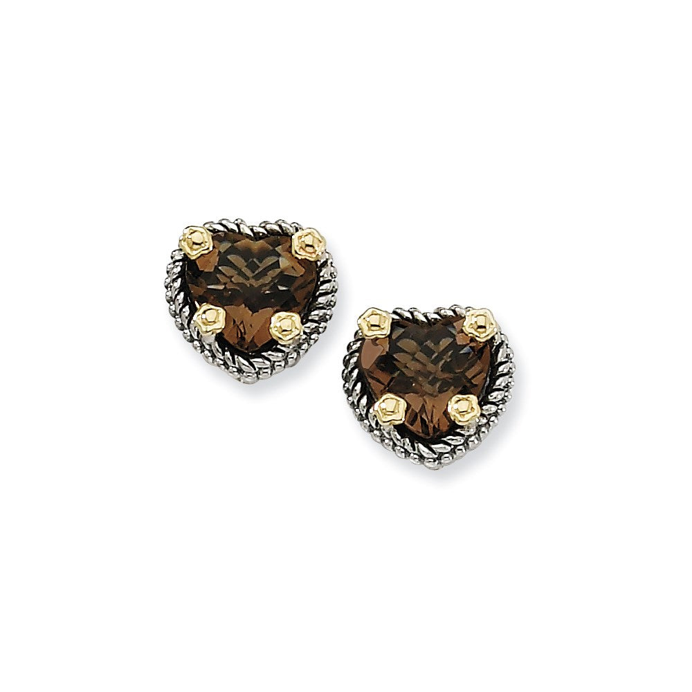 Sterling Silver w/14k Smoky Quartz Earrings
