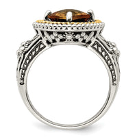 Load image into Gallery viewer, Shey Couture Sterling Silver with 14K Accent Antiqued Cushion Citrine Ring
