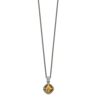 Load image into Gallery viewer, Shey Couture Sterling Silver with 14K Accent 18 Inch Antiqued Cushion Citrine Necklace
