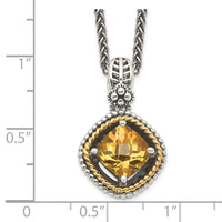 Load image into Gallery viewer, Shey Couture Sterling Silver with 14K Accent 18 Inch Antiqued Cushion Citrine Necklace
