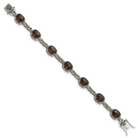 Load image into Gallery viewer, Shey Couture Sterling Silver with 14K Accent 7.75 Inch Antiqued Cushion Smoky Quartz Bracelet
