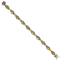 Load image into Gallery viewer, Sterling Silver w/14k Accent Antiqued Citrine Bracelet
