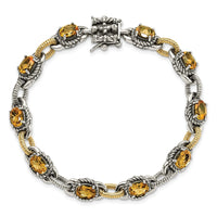 Load image into Gallery viewer, Sterling Silver w/14k Accent Antiqued Citrine Bracelet
