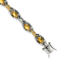 Load image into Gallery viewer, Sterling Silver w/14k Accent Antiqued Citrine Bracelet
