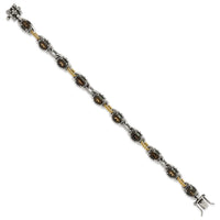 Load image into Gallery viewer, Sterling Silver w/14k Accent Antiqued Smoky Quartz Bracelet
