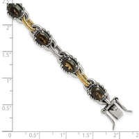 Load image into Gallery viewer, Sterling Silver w/14k Accent Antiqued Smoky Quartz Bracelet
