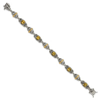 Load image into Gallery viewer, Sterling Silver w/14ky Accent Polished &amp; Antiqued Citrine Bracelet

