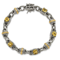 Load image into Gallery viewer, Sterling Silver w/14ky Accent Polished &amp; Antiqued Citrine Bracelet
