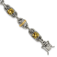 Load image into Gallery viewer, Sterling Silver w/14ky Accent Polished &amp; Antiqued Citrine Bracelet
