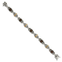 Load image into Gallery viewer, Sterling Silver w/14ky Accent Polished &amp; Antiqued Smoky Quartz Bracelet
