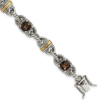 Load image into Gallery viewer, Sterling Silver w/14ky Accent Polished &amp; Antiqued Smoky Quartz Bracelet
