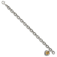 Load image into Gallery viewer, Shey Couture Sterling Silver with 14K Accent 7.5 Inch Antiqued Citrine Heart Bracelet
