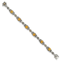 Load image into Gallery viewer, Shey Couture Sterling Silver with 14K Accent 7.25 Inch Antiqued Cushion Citrine Bracelet

