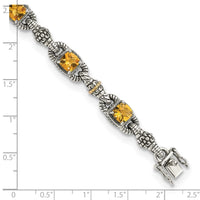 Load image into Gallery viewer, Shey Couture Sterling Silver with 14K Accent 7.25 Inch Antiqued Cushion Citrine Bracelet
