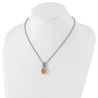 Load image into Gallery viewer, Sterling Silver Polished &amp; Antiqued Oval Citrine Necklace

