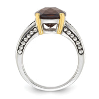 Load image into Gallery viewer, Sterling Silver w/14k Accent Antiqued Smoky Quartz Ring
