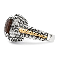 Load image into Gallery viewer, Sterling Silver w/14k Polished &amp; Antiqued Smoky Quartz Ring
