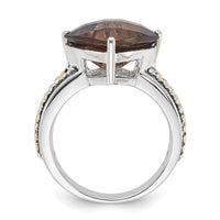 Load image into Gallery viewer, Sterling Silver w/14k Accent Antiqued Smoky Quartz Ring
