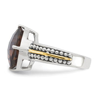 Load image into Gallery viewer, Sterling Silver w/14k Accent Antiqued Smoky Quartz Ring
