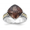 Sterling Silver w/14k Accent Antiqued Smoky Quartz Ring