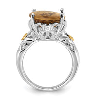 Load image into Gallery viewer, Sterling Silver w/14k Accent Polished Whiskey Quartz Ring
