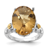 Load image into Gallery viewer, Sterling Silver w/14k Accent Polished Whiskey Quartz Ring

