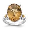 Sterling Silver w/14k Accent Polished Whiskey Quartz Ring