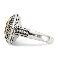 Load image into Gallery viewer, Shey Couture Sterling Silver with 14K Accent Antiqued Cushion Bezel Citrine Ring
