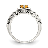 Load image into Gallery viewer, Shey Couture Sterling Silver with 14K Accent Antiqued Heart Citrine Ring
