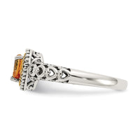 Load image into Gallery viewer, Shey Couture Sterling Silver with 14K Accent Antiqued Heart Citrine Ring
