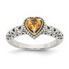 Shey Couture Sterling Silver with 14K Accent Antiqued Heart Citrine Ring