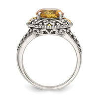 Load image into Gallery viewer, Shey Couture Sterling Silver with 14K Accent Antiqued Round Citrine Ring
