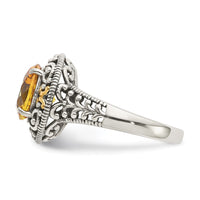 Load image into Gallery viewer, Shey Couture Sterling Silver with 14K Accent Antiqued Round Citrine Ring
