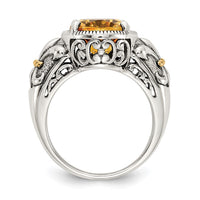Load image into Gallery viewer, Shey Couture Sterling Silver with 14K Accent Antiqued Oval Citrine Ring
