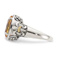 Load image into Gallery viewer, Shey Couture Sterling Silver with 14K Accent Antiqued Oval Citrine Ring
