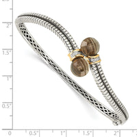Load image into Gallery viewer, Shey Couture Sterling Silver with 14K Accent Antiqued Smoky Quartz and Diamond Bangle Bracelet
