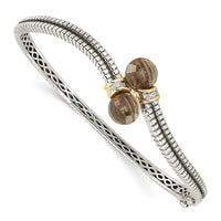 Load image into Gallery viewer, Shey Couture Sterling Silver with 14K Accent Antiqued Smoky Quartz and Diamond Bangle Bracelet

