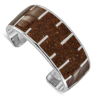 Load image into Gallery viewer, Sterling Silver Tan Resin &amp; Sand Cuff Bracelet
