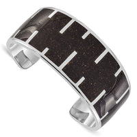 Load image into Gallery viewer, Sterling Silver Black Resin &amp; Sand Cuff Bracelet
