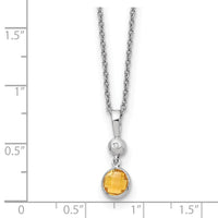 Load image into Gallery viewer, White Ice Sterling Silver Rhodium-plated 18 inch Diamond and Citrine Necklace with 2 inch Extender
