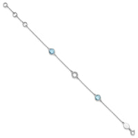 Load image into Gallery viewer, White Ice Sterling Silver Rhodium-plated 6.25 Inch Blue Topaz and Diamond Bracelet with 1 Inch Extender
