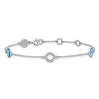 Load image into Gallery viewer, White Ice Sterling Silver Rhodium-plated 6.25 Inch Blue Topaz and Diamond Bracelet with 1 Inch Extender
