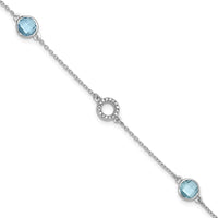 Load image into Gallery viewer, White Ice Sterling Silver Rhodium-plated 6.25 Inch Blue Topaz and Diamond Bracelet with 1 Inch Extender
