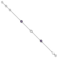 Load image into Gallery viewer, White Ice Sterling Silver Rhodium-plated 6.25 inch Diamond and Amethyst  Bracelet plus 1 inch extender
