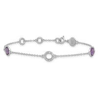 Load image into Gallery viewer, White Ice Sterling Silver Rhodium-plated 6.25 inch Diamond and Amethyst  Bracelet plus 1 inch extender
