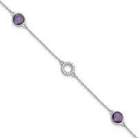 Load image into Gallery viewer, White Ice Sterling Silver Rhodium-plated 6.25 inch Diamond and Amethyst  Bracelet plus 1 inch extender
